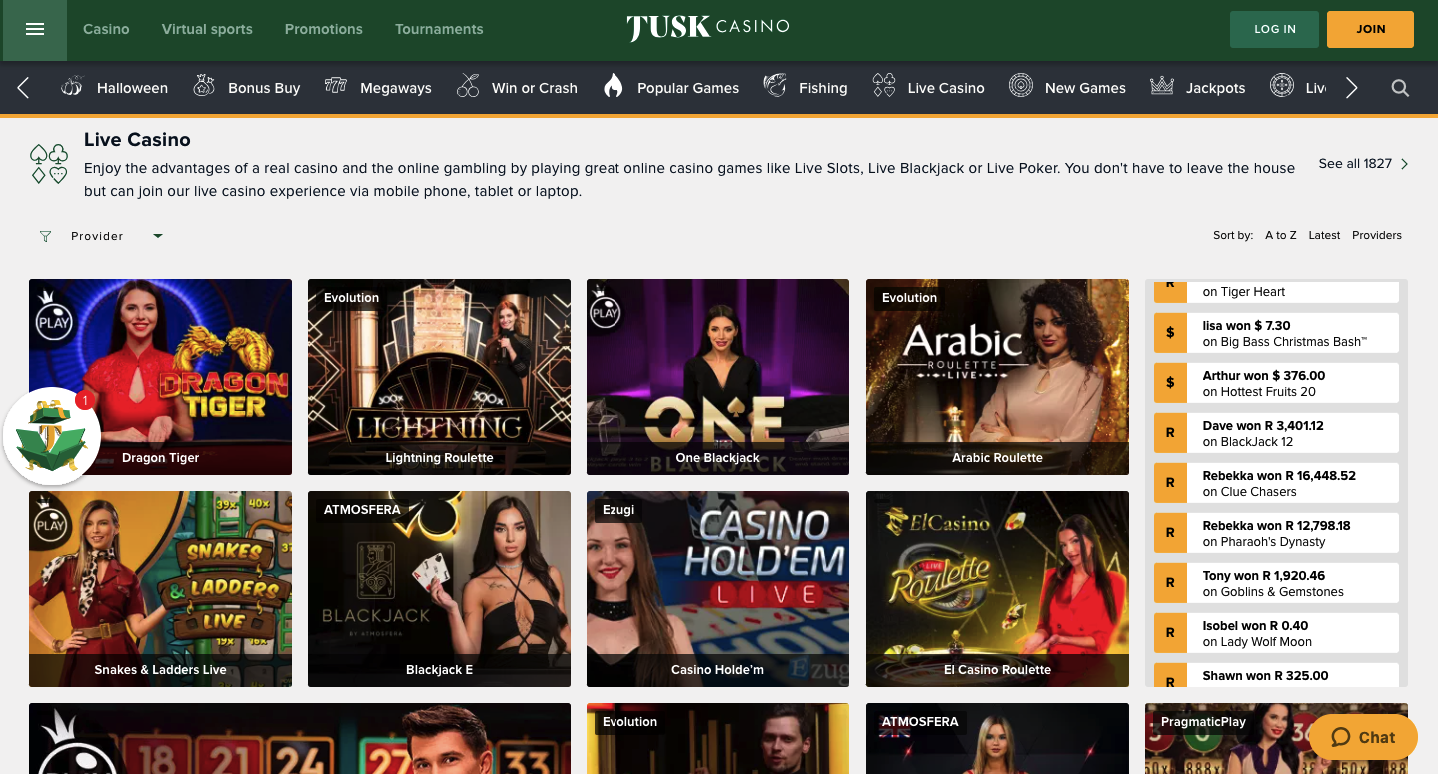 tuskcasino live casino