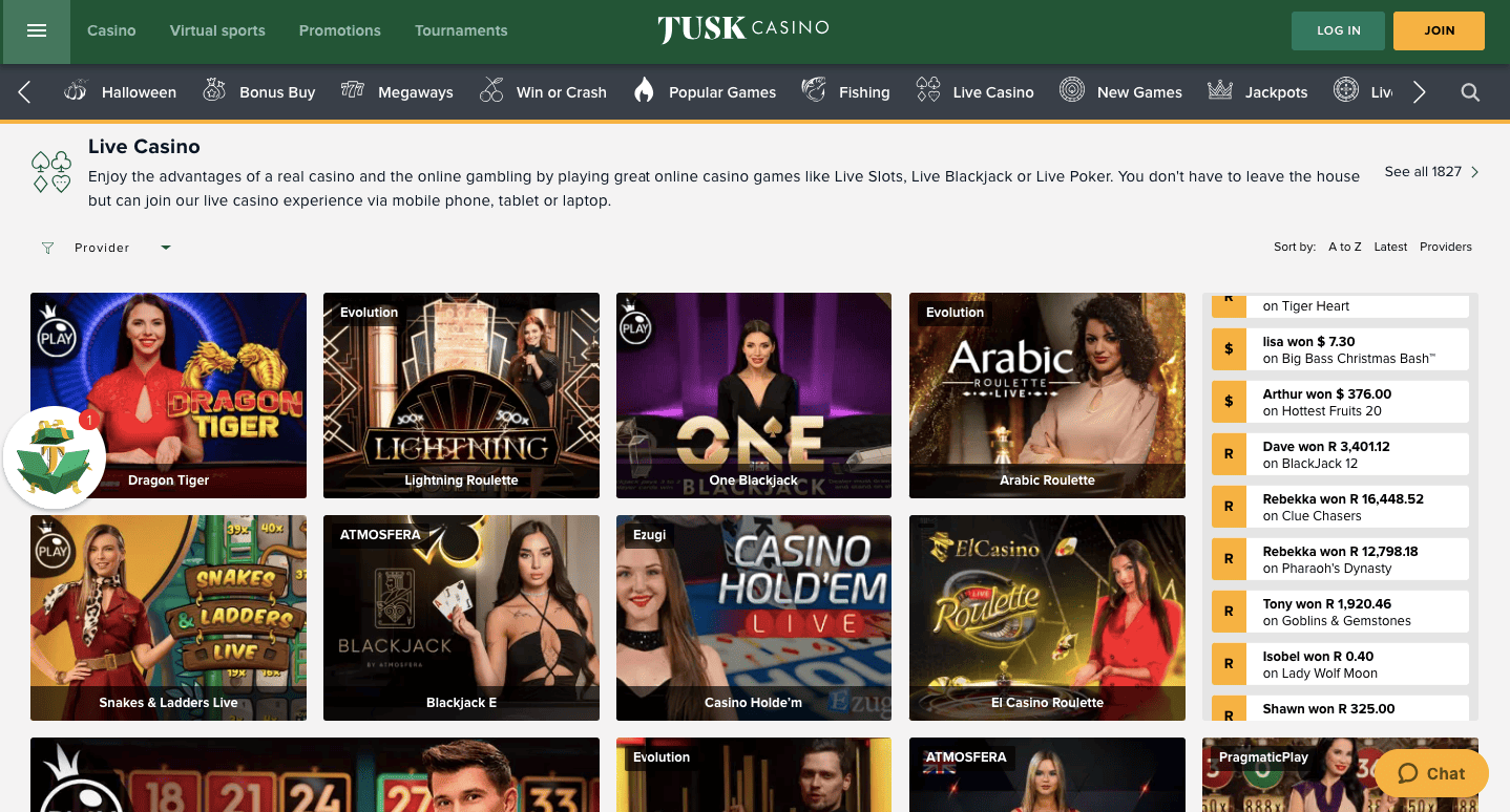 tuskcasino live casino